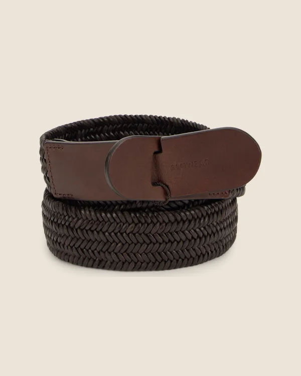 Slowear Woven brown leather belt