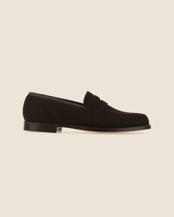 Crockett & Jones Brown suede penny loafer