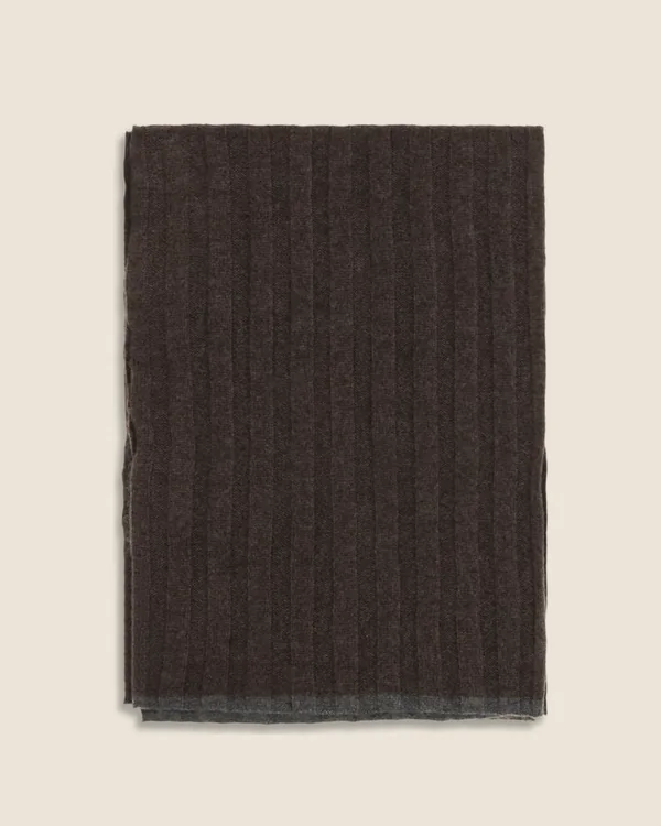 Brunello Cucinelli Ribbed brown cashmere scarf