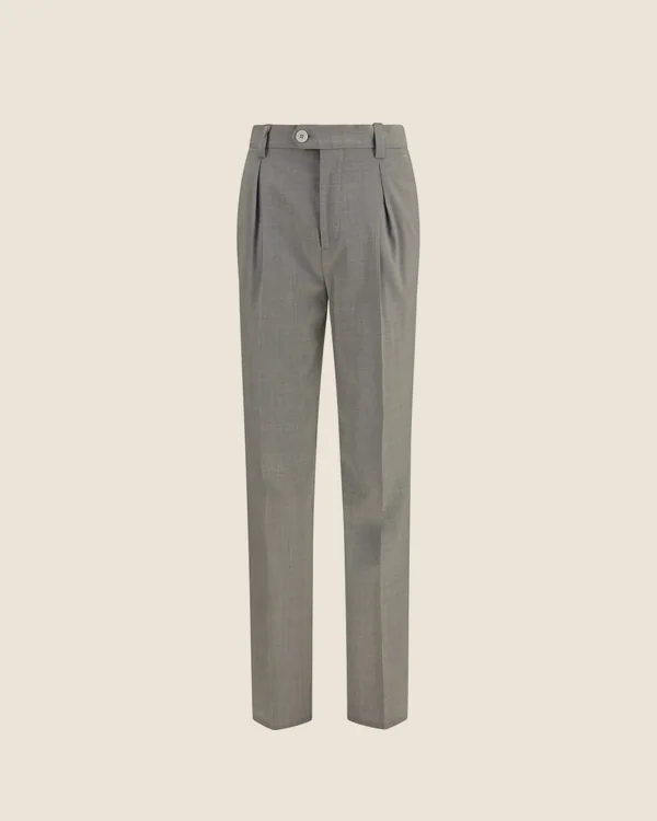 Brunello Cucinelli Grey merino pleated trousers