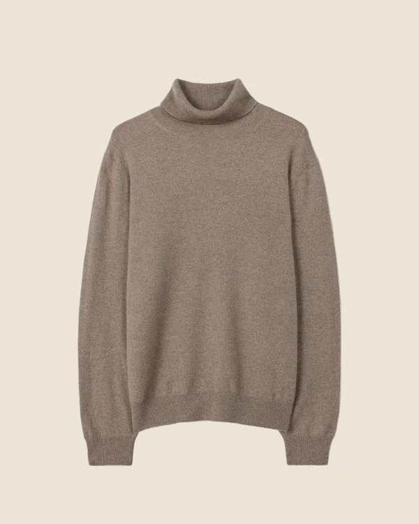 GOBI Cashmere Taupe cashmere roll-neck